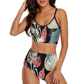 AILLOSA YH-683 Geniş Omuz Askılı Üçgen Bikini Üstü Alçak Bel İki Parça Kadın Bikini Seti