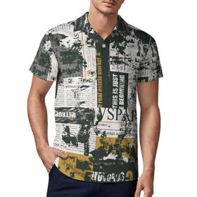 AILLOSA YH-684 3D Baskılı Desen Kısa Kollu Polo Yaka Erkek T-shirt