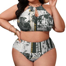 AILLOSA YH-684 Büyük Beden Geniş Askılı Orta Bel Büyük Beden Kadın Bikini Seti