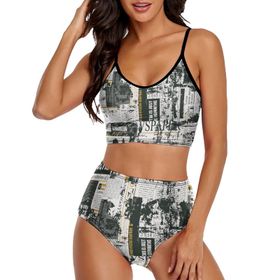 AILLOSA YH-684 Geniş Omuz Askılı Üçgen Bikini Üstü Alçak Bel İki Parça Kadın Bikini Seti