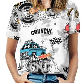 AILLOSA YH-685 Tamamı Baskılı Kısa Kollu Yuvarlak Yaka Kadın T-shirt