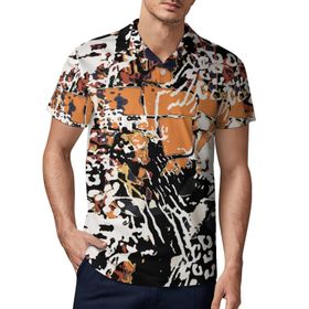 AILLOSA YH-687 3D Baskılı Desen Kısa Kollu Polo Yaka Erkek T-shirt