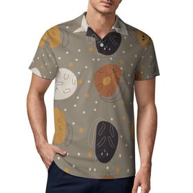AILLOSA YH-688 3D Baskılı Desen Kısa Kollu Polo Yaka Erkek T-shirt