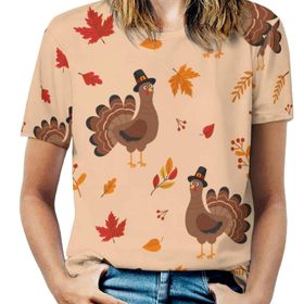 AILLOSA YH-690 Tamamı Baskılı Kısa Kollu Yuvarlak Yaka Kadın T-shirt
