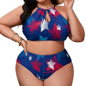 AILLOSA YH-691 Büyük Beden Geniş Askılı Orta Bel Büyük Beden Kadın Bikini Seti