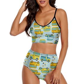 AILLOSA YH-698 Geniş Omuz Askılı Üçgen Bikini Üstü Alçak Bel İki Parça Kadın Bikini Seti
