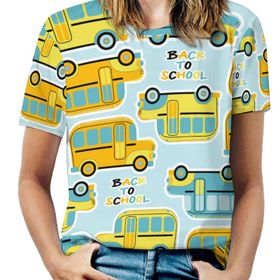 AILLOSA YH-698 Tamamı Baskılı Kısa Kollu Yuvarlak Yaka Kadın T-shirt