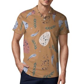 AILLOSA YH-699 3D Baskılı Desen Kısa Kollu Polo Yaka Erkek T-shirt