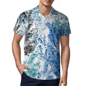 AILLOSA YH-70 3D Baskılı Desen Kısa Kollu Polo Yaka Erkek T-shirt