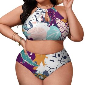 AILLOSA YH-701 Büyük Beden Geniş Askılı Orta Bel Büyük Beden Kadın Bikini Seti