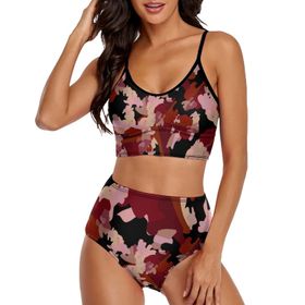 AILLOSA YH-73 Geniş Omuz Askılı Üçgen Bikini Üstü Alçak Bel İki Parça Kadın Bikini Seti