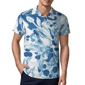 AILLOSA YH-74 3D Baskılı Desen Kısa Kollu Polo Yaka Erkek T-shirt