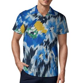 AILLOSA YH-76 3D Baskılı Desen Kısa Kollu Polo Yaka Erkek T-shirt