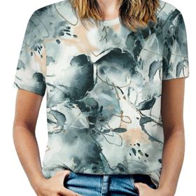 AILLOSA YH-77 Tamamı Baskılı Kısa Kollu Yuvarlak Yaka Kadın T-shirt