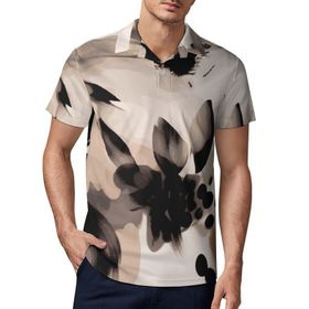 AILLOSA YH-78 3D Baskılı Desen Kısa Kollu Polo Yaka Erkek T-shirt