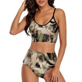 AILLOSA YH-79 Geniş Omuz Askılı Üçgen Bikini Üstü Alçak Bel İki Parça Kadın Bikini Seti