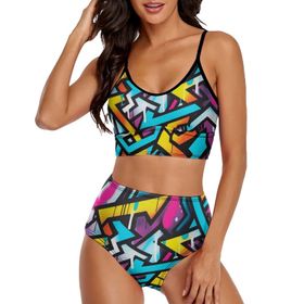 AILLOSA YH-8 Geniş Omuz Askılı Üçgen Bikini Üstü Alçak Bel İki Parça Kadın Bikini Seti