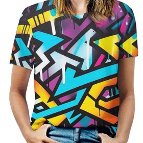AILLOSA YH-8 Tamamı Baskılı Kısa Kollu Yuvarlak Yaka Kadın T-shirt