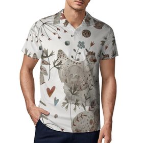 AILLOSA YH-82 3D Baskılı Desen Kısa Kollu Polo Yaka Erkek T-shirt