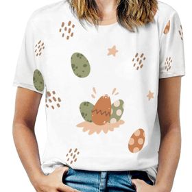 AILLOSA YH-86 Tamamı Baskılı Kısa Kollu Yuvarlak Yaka Kadın T-shirt