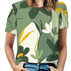 AILLOSA YH-93 Tamamı Baskılı Kısa Kollu Yuvarlak Yaka Kadın T-shirt