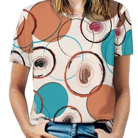 AILLOSA YH-98 Tamamı Baskılı Kısa Kollu Yuvarlak Yaka Kadın T-shirt