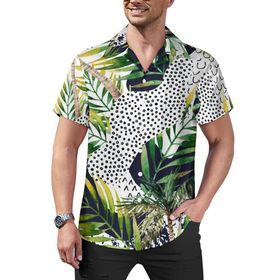 AILLOSA YH-99 Hawaii Çiçek Baskılı 3D Desen Kısa Kollu Erkek Gömlek