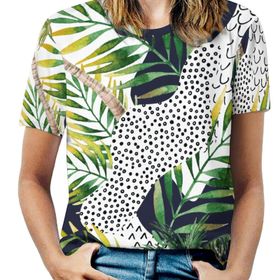 AILLOSA YH-99 Tamamı Baskılı Kısa Kollu Yuvarlak Yaka Kadın T-shirt