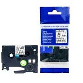 AIMO Krt-Muadil AZE-111 TZE-111 Şeffaf Üzerine Siyah Lamina 8 m 6 mm Şerit Etiket