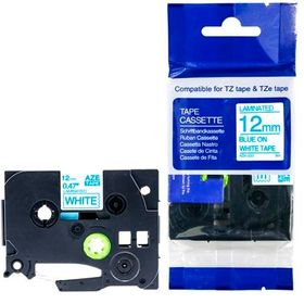 AIMO Krt-Muadil AZE-233 TZE-233 Beyaz Üzerine Mavi Lamina 8 m 12 mm Şerit Etiket