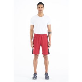 Air Jones 81244 Kırmızı Yan Baskılı Fermuar Cepli Bağcıklı Standart Kalıp Erkek Şort