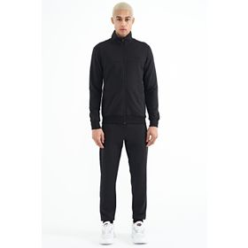 Air Jones 85178 Siyah Dik Yaka Fermuarlı Gizli Cepli Jogger Erkek Eşofman Takım