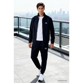 Air Jones 85198 Lacivert Dik Yaka Fermuarlı Jogger Rahat Form Erkek Eşofman Takım