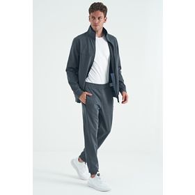 Air Jones 85198 Melanj Dik Yaka Fermuarlı Jogger Rahat Form Erkek Eşofman Takım