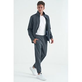 Air Jones 85198 Melanj Dik Yaka Fermuarlı Jogger Rahat Form Erkek Eşofman Takım