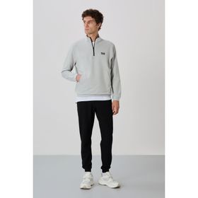 Air Jones 85233 Taş Siyah Herbert Dik Yaka Erkek Eşofman Takımı