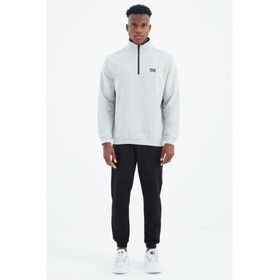Air Jones 85233 Taş Siyah Herbert Dik Yaka Erkek Eşofman Takımı