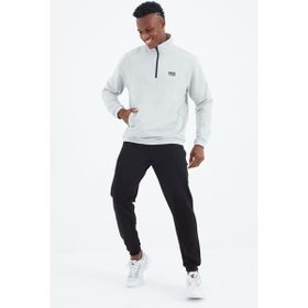 Air Jones 85233 Taş Siyah Herbert Dik Yaka Erkek Eşofman Takımı