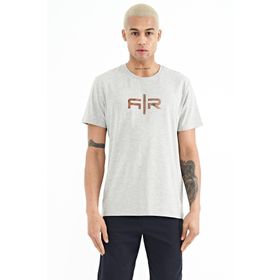 Air Jones 88206 Gri Melanj Yazı Baskılı O Yaka Standart Kalıp Erkek T-shirt