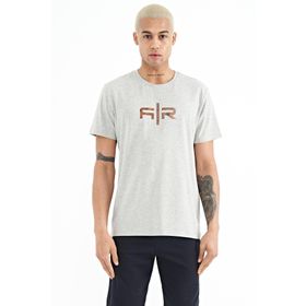 Air Jones 88206 Gri Melanj Yazı Baskılı O Yaka Standart Kalıp Erkek T-shirt