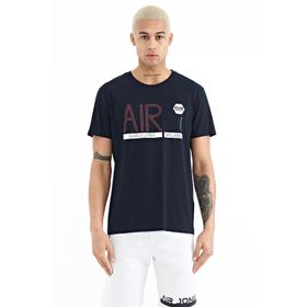 Air Jones 88209 Lacivert Yazı Baskılı O Yaka Standart Kalıp Erkek T-shirt