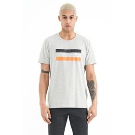 Air Jones 88217 Gri Melanj Baskılı Standart Kalıp O Yaka Erkek T-shirt