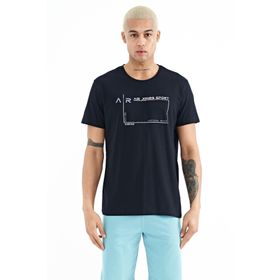 Air Jones 88228 Lacivert Yazı Baskılı Standart Kalıp O Yaka Erkek T-shirt