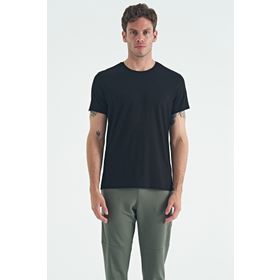Air Jones 88245 Siyah O Yaka Standart Kalıp Basic Erkek T-shirt