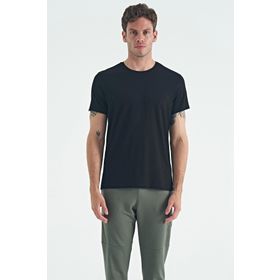 Air Jones 88245 Siyah O Yaka Standart Kalıp Basic Erkek T-shirt