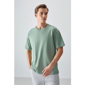 Air Jones 88353 Açık Yeşil Kalın Yumuşak Dokulu Oversize Fit Basic Erkek T-Shirt