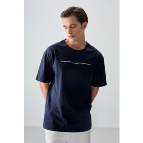 Air Jones 88357 Lacivert Kalın Yumuşak Dokulu Oversize Fit Baskılı Erkek T-Shirt