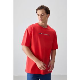 Air Jones 88358 Fiesta Kalın Yumuşak Dokulu Oversize Fit Baskılı Erkek T-Shirt
