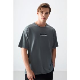 Air Jones 88359 Haki Kalın Yumuşak Dokulu Oversize Fit Baskılı Erkek T-Shirt