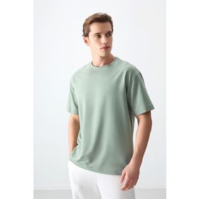 Air Jones 88377 Açık Yeşil Pamuklu Kalın Yumuşak Dokulu Oversize Fit Basic Erkek T-Shirt
